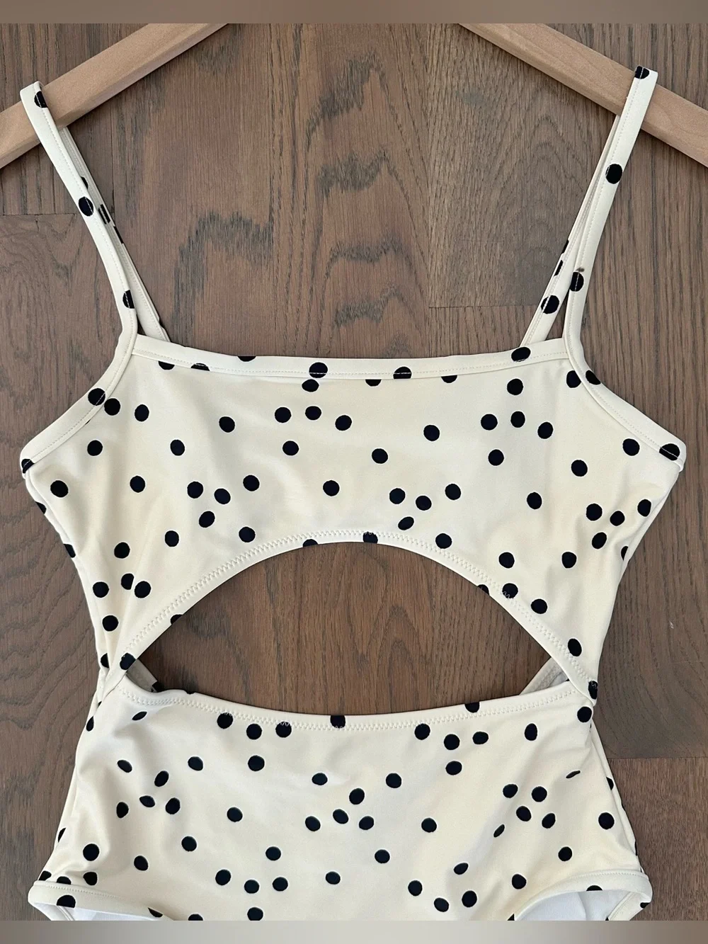 Madewell Second Wave Cutout One-Piece Swimsuit in Pearl Ivory Dot Toss Small